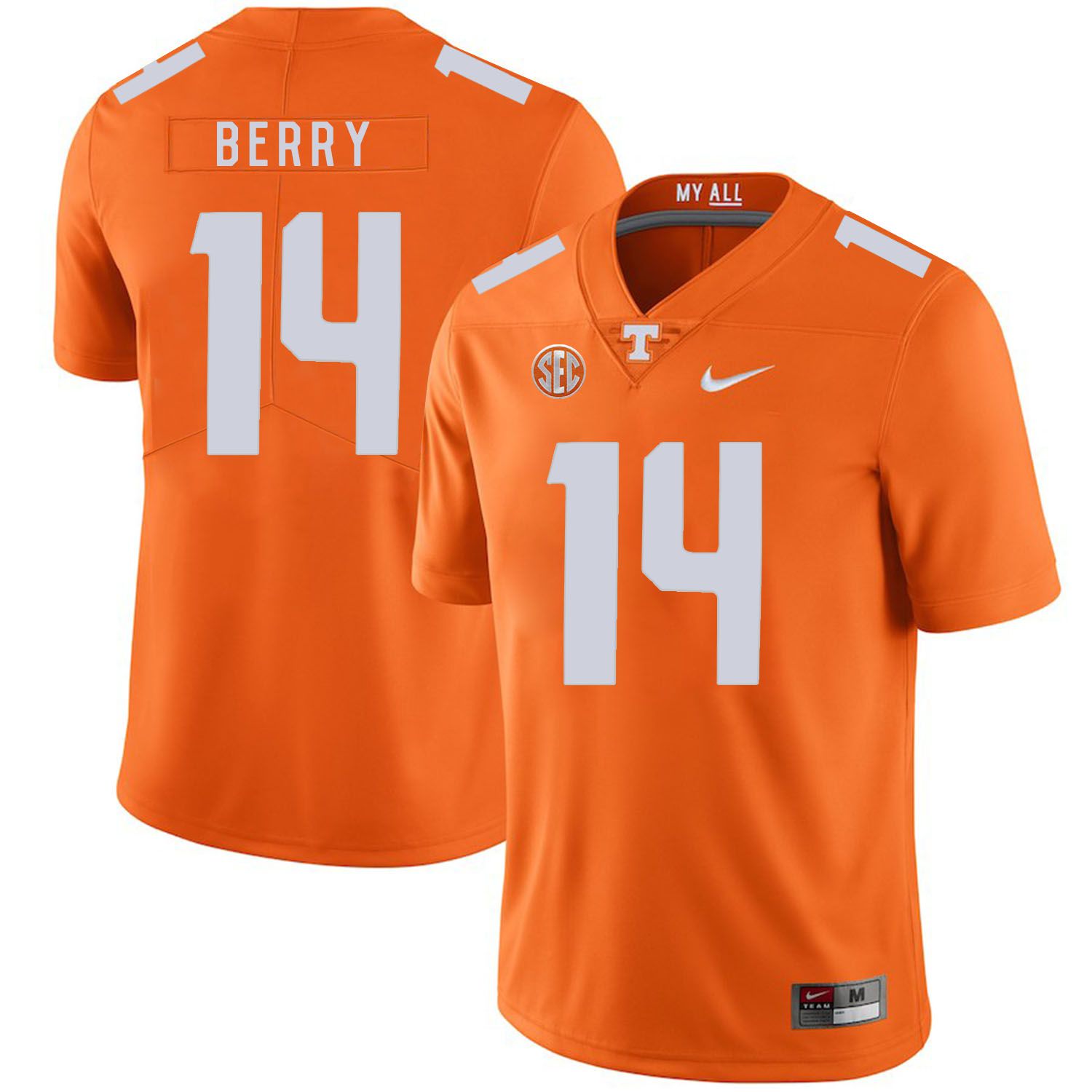 Men Tennessee Volunteers 14 Berry Orange Customized NCAA Jerseys